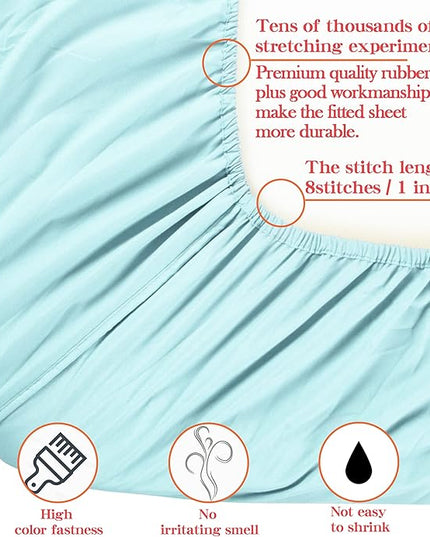 NTBAY Toddler Bedding Set - 4 Piece Soft and Breathable Crib Bedding Set for Boys and Girls, Includes Quilted Comforter, Fitted Sheet, Flat Top Sheet and Envelope Pillowcase, Aqua - LeafyLoom