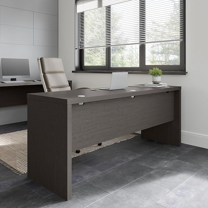Bush Business Furniture Echo Computer Desk, 72W, Charcoal Maple - LeafyLoom
