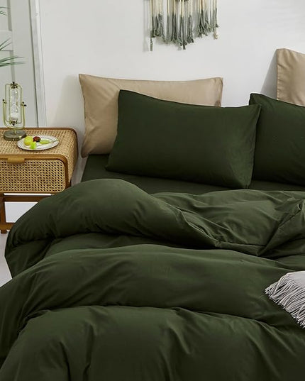 Army Green Comforter Twin Dark Green Bedding Set Deep Green Comforter Teens 3 PCs Hunter Green Comforter 1 Twin Size Comforter (68x90 inches) with 2 Pillowcases (20x26 inches) - LeafyLoom