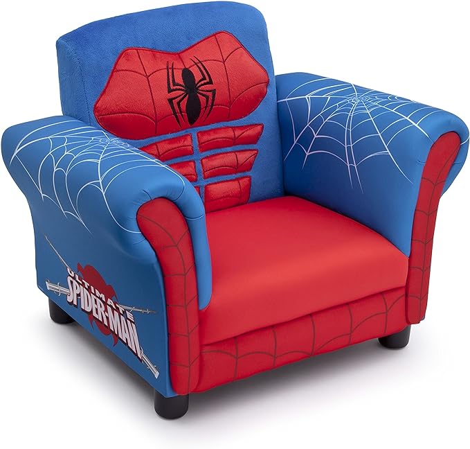 Delta Children Figural Upholstered Chair, Marvel Spider Man (Blue, Red) - LeafyLoom