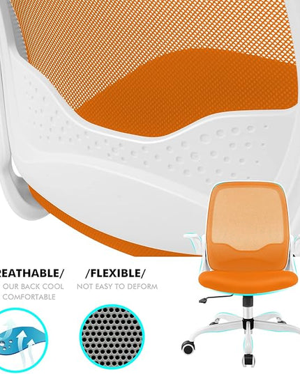 KERDOM Office Chair, Ergonomic Desk Chair, Breathable Mesh Computer Chair, Comfy Swivel Task Chair with Flip-up Armrests and Adjustable Height - LeafyLoom