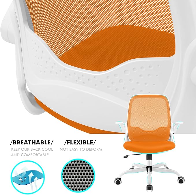 KERDOM Office Chair, Ergonomic Desk Chair, Breathable Mesh Computer Chair, Comfy Swivel Task Chair with Flip-up Armrests and Adjustable Height - LeafyLoom