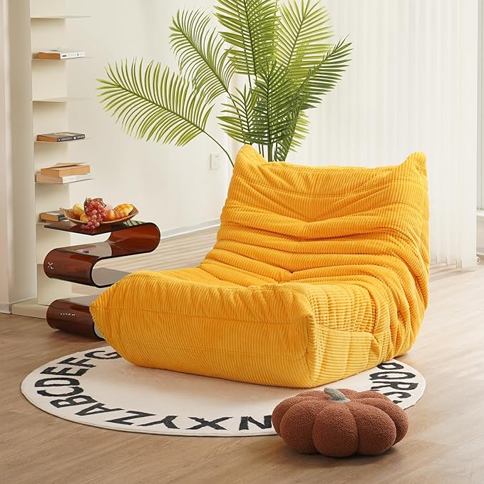 N&V Fireside Chair, Mid Century Armless Floor Sofa, Soft Premium Corduroy Floor Lounge Chair, Foam Sofa Accent Chair for Living Room Bedroom and Office Tuscany - LeafyLoom