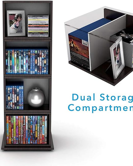 Atlantic 4 Tier Rotating Cube Espresso - LeafyLoom