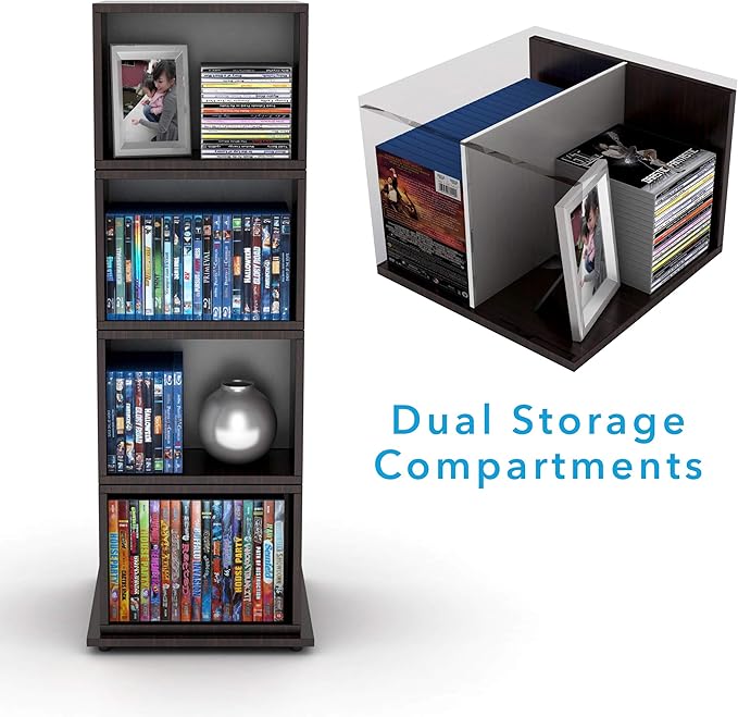 Atlantic 4 Tier Rotating Cube Espresso - LeafyLoom