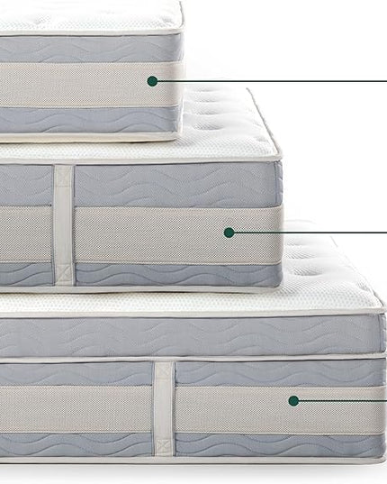 ZINUS 14 Inch Cooling Comfort Support Hybrid Mattress [New Version], King, Fiberglass free, Medium Plush, Cooling Motion Isolation, Certified Safe Foams & Fabric, Mattress in A Box - LeafyLoom