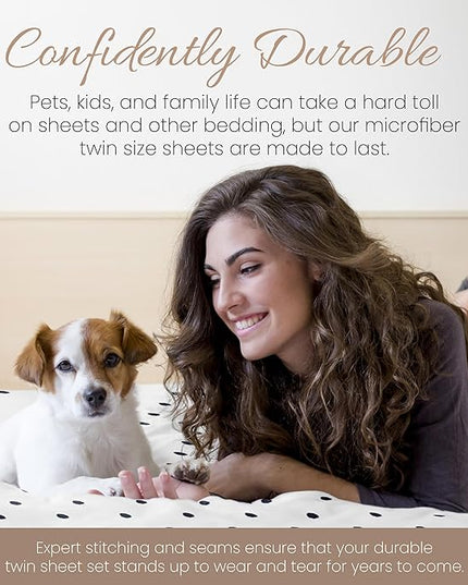 Linen Market 3 Piece Twin Bedding Sheet Set (Navy Blue Dots) - Sleep Better Than Ever with These Ultra-Soft & Cooling Bed Sheets for Your Twin Size Bed - Deep Pocket Fits 16" Mattress - LeafyLoom