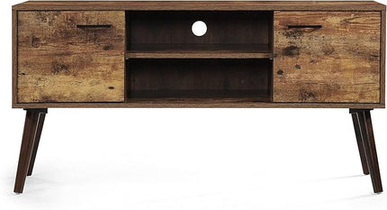 48 Inch Classic Wood TV Stand, Modern Entertainment Center Console Table with 2 Open and 2 Closed Storage Space for Livingroom Bedroom, Old Pine - LeafyLoom