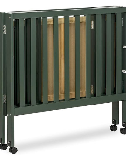 Jett Non-Full Size Folding Convertible Crib, Lightweight Portable Crib, Three Adjustable Mattress Height Settings, Easy to Fold Travel Crib, 1.5” Mattress Pad Included - LeafyLoom