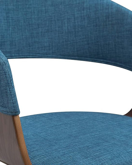 SIMPLIHOME Lowell 17 Inch Mid Century Modern Bentwood Dining Chair in Blue Linen Look Fabric, For the Dining Room - LeafyLoom