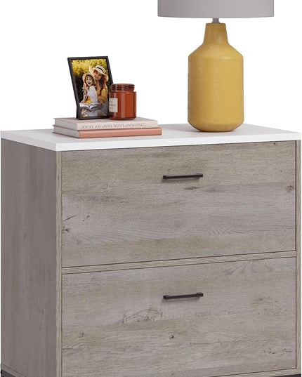 Sauder Tremont Row 2-Drawer Lateral File Cabinet, L: 27.95" x W: 15.71" x H: 29.53", Mystic Oak - LeafyLoom