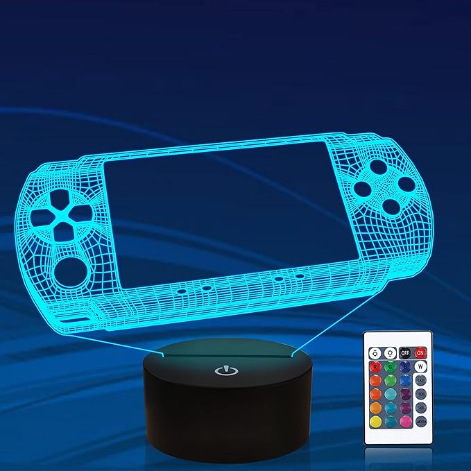 Attivolife Gameped 3D Illusion Lamp, handheld Game Console Night Light with Remote Control + Timer 16 Color Change Lamps Kids Gamer Room Decor Plug in Cool Festival Birthday Gifts for Boys Men Child - LeafyLoom
