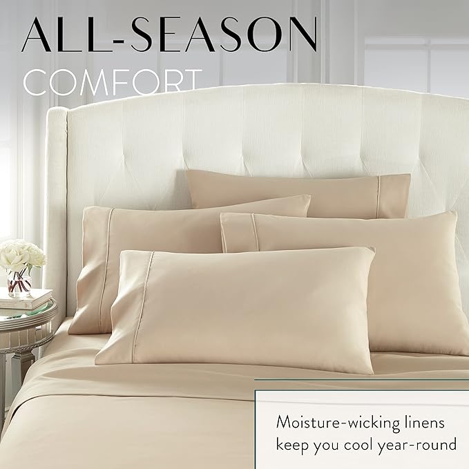 Danjor Linens California King Sheet Set - 6 Piece Set Including 4 Pillowcases - Deep Pockets - Breathable, Soft Bed Sheets - Wrinkle Free - Machine Washable - Taupe Cal King Bed Sheets - 6 pc. - LeafyLoom