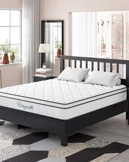Vesgantti Full Size Mattress, 10.1 Inch Hybrid Full Mattress in a Box, Double Mattress with Memory Foam and Pocket Spring, Ergonomic Design & Pressure Relief, Medium Firm Feel - LeafyLoom