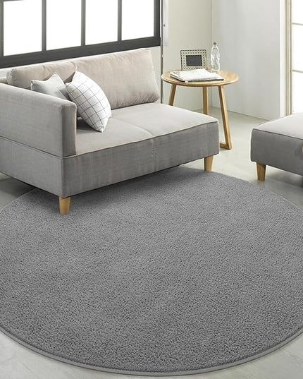 Round Area Rugs for Bedroom Living Room, 4x4 Grey Super Soft Comfy Thickened Memory-Foam Indoor Circle Carpets, Modern Aesthetic Minimalist Carpet for Boys Girls Adults Nursery Home Décor - LeafyLoom