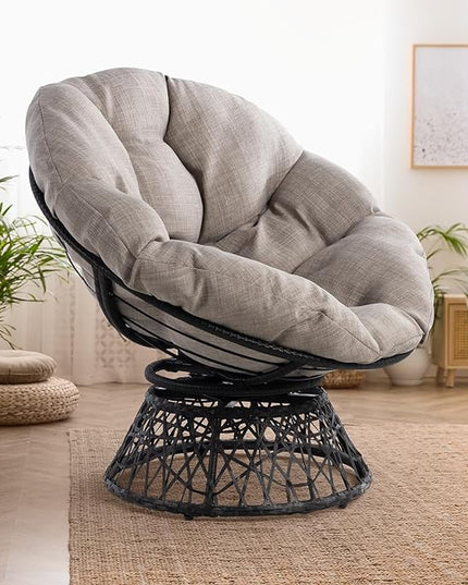 Bme Papasan Chair, Silver clound - Black Base - LeafyLoom