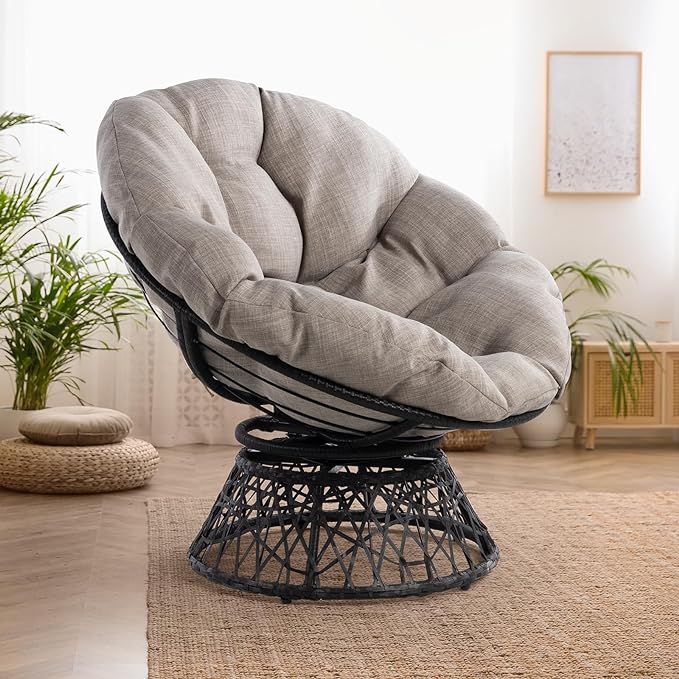 Bme Papasan Chair, Silver clound - Black Base - LeafyLoom