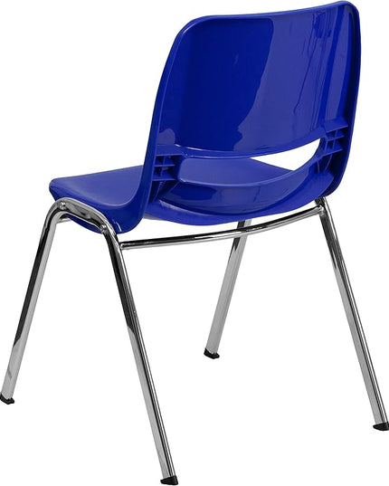 Flash Furniture HERCULES Series 661 lb. Capacity Navy Ergonomic Shell Stack Chair with Chrome Frame and 16'' Seat Height - LeafyLoom