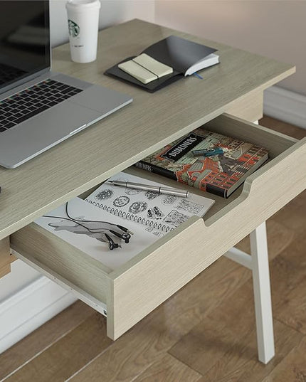 Ameriwood Home Oxford Computer Desk with Drawer, Pale Oak - LeafyLoom