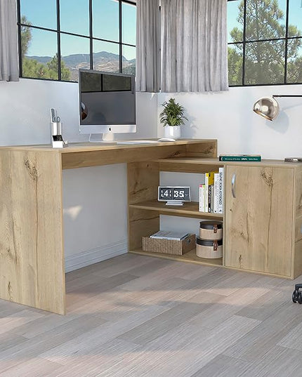 NicBex Kimberly-DW-00204-LWJ Home Office Desks, 59.64"x45.86"x30.11", Light Oak - LeafyLoom