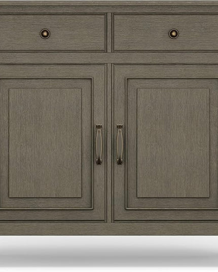 SIMPLIHOME Connaught SOLID WOOD 40 inch Wide Traditional Entryway Storage Cabinet in Farmhouse Grey for the Living Room, Entryway and Family Room - LeafyLoom