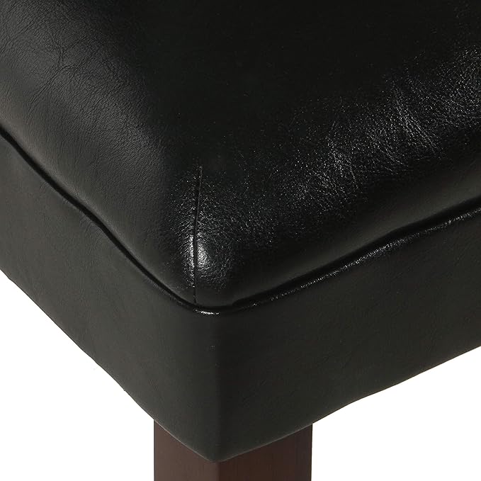 HomePop Parsons Upholstered Accent Dining Chair, Set of 2, Black Faux Leather - LeafyLoom