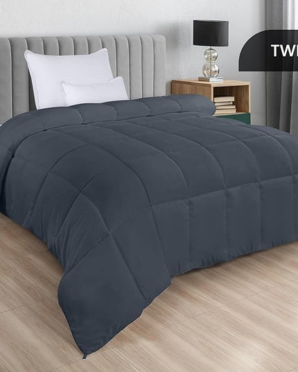 Utopia Bedding All Season 250 GSM Comforter - Plush Siliconized Fiberfill - Box Stitched (Twin/Twin XL, Gray) - LeafyLoom