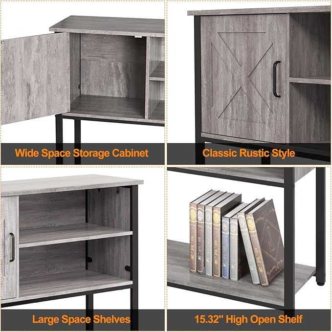 41" Console Table with Storage Cabinet, Sofa Table with Storage Shelves, Coffee Bar Table, Sofa Entryway Tables for Entry Way, Behind Couch Table for Living Room Hallway, Gery - LeafyLoom