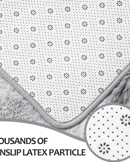 4x6 Large Area Rugs for Living Room, Super Soft Fluffy Modern Bedroom Rug, Tie-Dyed Light Grey Indoor Shag Fuzzy Carpets for Girls Kids Nursery Room Home Decor - LeafyLoom