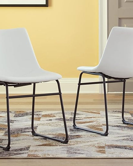 Signature Design by Ashley Centiar Urban Industrial Faux Leather 18.75" Bucket Dining Chair, 2 Count, White - LeafyLoom