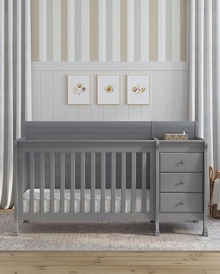 DaVinci Kalani 4-in-1 Convertibe Crib and Changer Combo in Gray - LeafyLoom