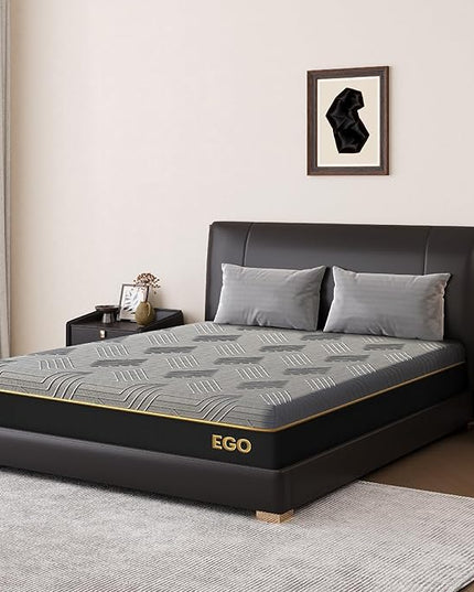 EGOHOME 12 Inch Twin XL Mattress, Copper Gel Cooling Memory Foam Mattress for Back Pain Relief,Therapeutic Mattress Bed in a Box, Made in USA, CertiPUR-US Certified, 38x80x12 Black - LeafyLoom