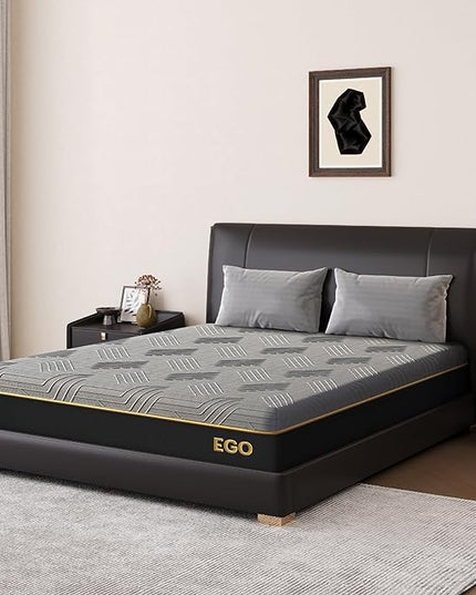 EGOHOME 12 Inch King Mattress, Copper Gel Cooling Memory Foam Mattress for Back Pain Relief,Therapeutic Double Mattress Bed in a Box, Made in USA, CertiPUR-US Certified, 76x80x12 Black - LeafyLoom