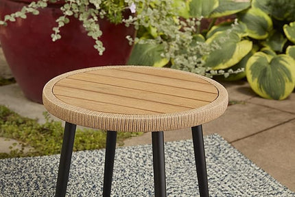 Quality Outdoor Living 65-YZ03HM Hermosa 3 Piece Chat Set, Aluminum Frame + Tan Wicker + Linen Cushions - LeafyLoom