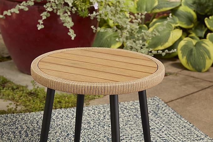 Quality Outdoor Living 65-YZ03HM Hermosa 3 Piece Chat Set, Aluminum Frame + Tan Wicker + Linen Cushions - LeafyLoom