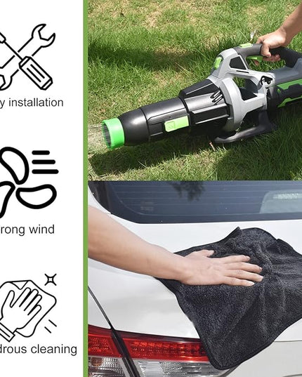 Car Drying Nozzle for EGO Leaf Blower - for EGO Power+ 530 575 580 615 650 765 Leaf Blower (Car Drying Nozzle/Car Wash Towel 16x16 in*2) - LeafyLoom