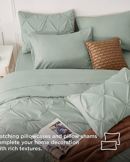 Bedsure Full Size Comforter Sets - Bedding Sets Full 7 Pieces, Bed in a Bag Green Bed Sets with Comforter, Sheets, Pillowcases & Shams - LeafyLoom