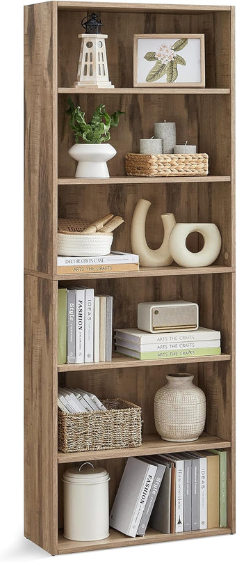 VASAGLE Bookshelf, 23.6 Inches Wide, 6-Tier Open Bookcase with Adjustable Storage Shelves, Floor Standing Unit, Camel Brown ULBC166T50 - LeafyLoom