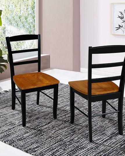 International Concepts Pair of Madrid LadderBack Chairs, Black/Cherry - LeafyLoom