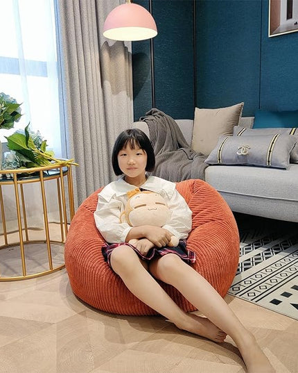 Bean Bag Chairs Cover (No Filler),Bean Bag Cover,Plush Toys Storage Bag,Bean Bag for Kids,Adults,Teens,Washable Ultra Soft Corduroy Sturdy Zipper,[Small 32 * 28 in] Blue Bean Bags - LeafyLoom