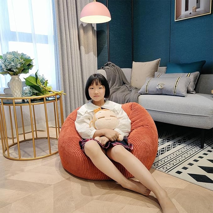 Bean Bag Chairs Cover (No Filler),Bean Bag Cover,Plush Toys Storage Bag,Bean Bag for Kids,Adults,Teens,Washable Ultra Soft Corduroy Sturdy Zipper,[Small 32 * 28 in] Blue Bean Bags - LeafyLoom