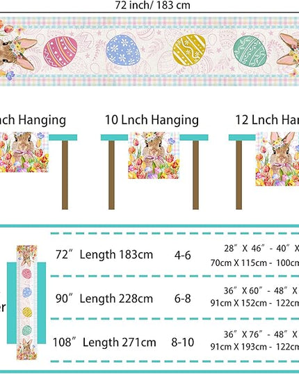Easter Table Runner 72 Inch Easter Bunny Eggs Table Runner Buffalo Plaid Check Decor for Kitchen Dining Table Home Party Decorations Unibyby