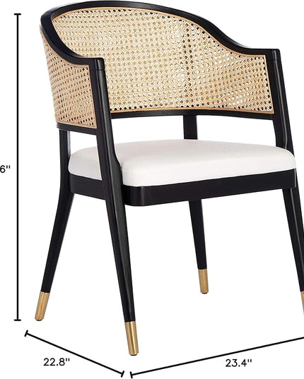 Safavieh Couture Home Collection Rogue Black/Natural Rattan Living Room Dining Accent Chair (Fully Assembled) SFV4106A - LeafyLoom