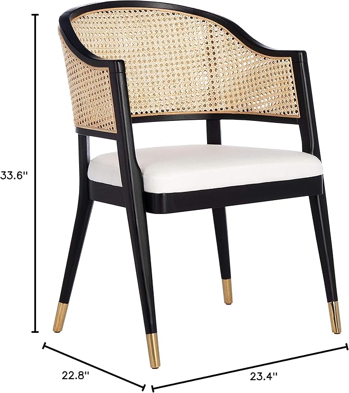 Safavieh Couture Home Collection Rogue Black/Natural Rattan Living Room Dining Accent Chair (Fully Assembled) SFV4106A - LeafyLoom