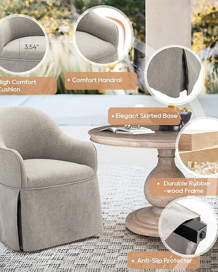 COLAMY Modern Accent Dining Chairs Set of 2, Barrel Accent Armchairs, 20 Inch Dining Accent Chairs with Cover, Fabric Dining Chair for Kitchen,Dining Room,Living Room,Dinner Party, Light Grey - LeafyLoom