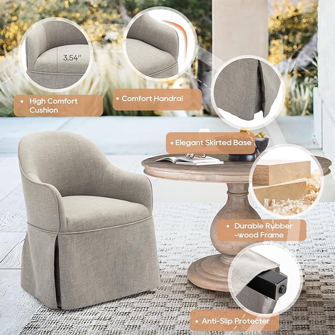 COLAMY Modern Accent Dining Chairs Set of 2, Barrel Accent Armchairs, 20 Inch Dining Accent Chairs with Cover, Fabric Dining Chair for Kitchen,Dining Room,Living Room,Dinner Party, Light Grey - LeafyLoom