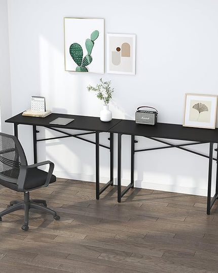 Folding Computer Desk 47 inch Writing Gaming Computer Camping Table, No Assembly Required Home Office Desk, Black - LeafyLoom