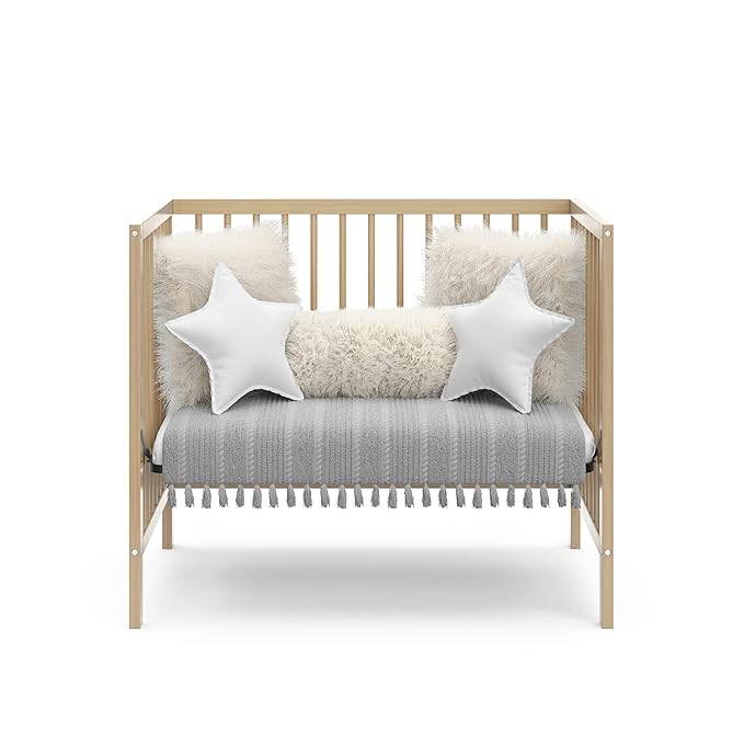 Graco Teddi 4-in-1 Convertible Mini Crib with Bonus Water-Resistant Mattress (Driftwood) – GREENGUARD Gold Certified, 2.75-Inch Mattress Included, Convenient Size, Easy 30-Minute Assembly - LeafyLoom