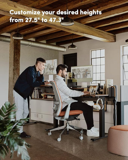 BANTI 48"x24" Standing Desk Adjustable Electric Height with Monitor Stand, Double Storage Shelves Stand Up Desk, Home Office Workstation Sit Stand up Desk (Rustic Brown) - LeafyLoom