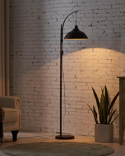 WOXXX Industrial Floor Lamp Modern Rustic Task Floor Lamp in Aged Bronze Finish, Standing Lamp farmhouse arc floor lamps for Living room Bedrooms Office Vintage arched bright tall Reading lamp - LeafyLoom